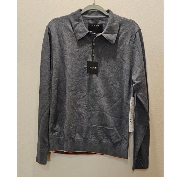 NWT Joe's Jeans Men's Gray Polo Sweater Size Medium - Picture 1 of 9